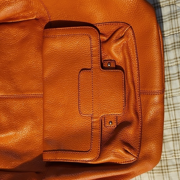 Orange leather tote bag - Picture 2 of 4
